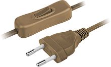 Шнур с электрической вилкой и проходным выключателем Navigator (ШВВП 2х0.75) 1.7м коричневый картинка 